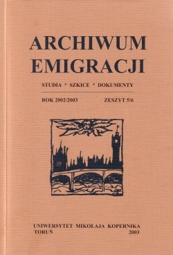Okładka: Mirosław Adam Supruniuk - Archiwum Emigracji. Studia, szkice, dokumenty. Rok 2002/2003. zeszyt 5/6