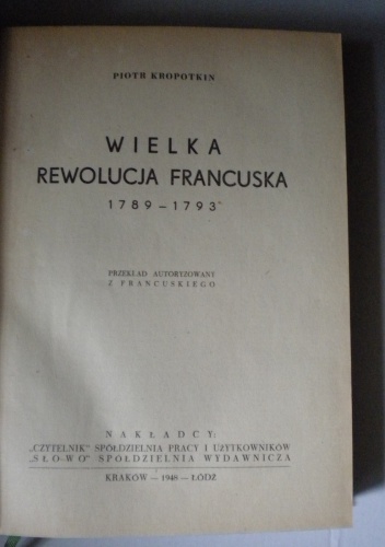 Okładka: Piotr Kropotkin - Wielka Rewolucja Francuska