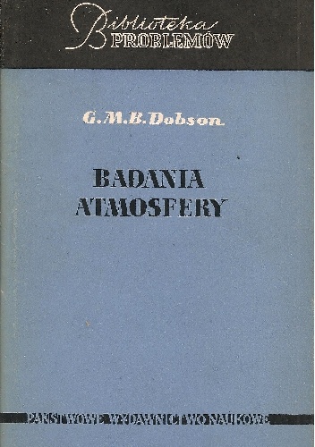Okładka: Gordon Miller Bourne Dobson - Badania atmosfery