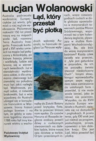 Okładka: Lucjan Wolanowski - Ląd, który przestał być plotką