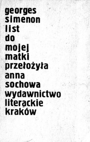 Okładka: Georges Simenon - List do mojej matki