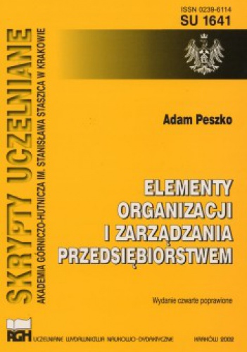 Okładka: Adam Peszko - Elementy organizacji i zarządzania przedsiębiorstwem