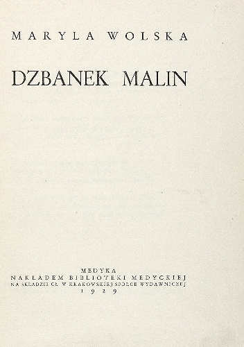 Okładka: Maryla Wolska - Dzbanek malin