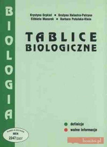 Okładka: Krystyna Grykiel - Tablice biologiczne