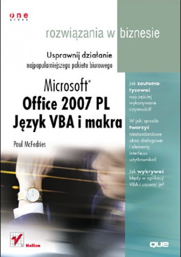Okładka: Paul McFedries - Office 2007. Język VBA i makra. Rozwiązania w biznesie