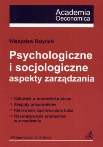 Okładka: Władysław Ratyński - Psychologiczne i socjologiczne aspekty zarządzania