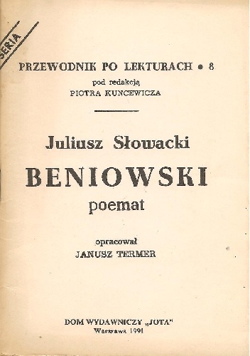 Okładka: Janusz Termer - Juliusz Słowacki. Beniowski - poemat