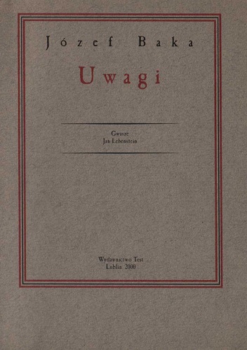 Okładka: Józef Baka - Uwagi