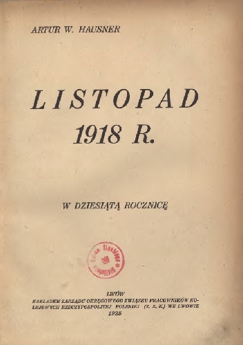 Okładka: Artur Walenty Hausner - Listopad 1918 r.