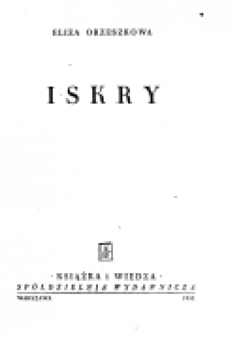 Okładka: Eliza Orzeszkowa - Iskry