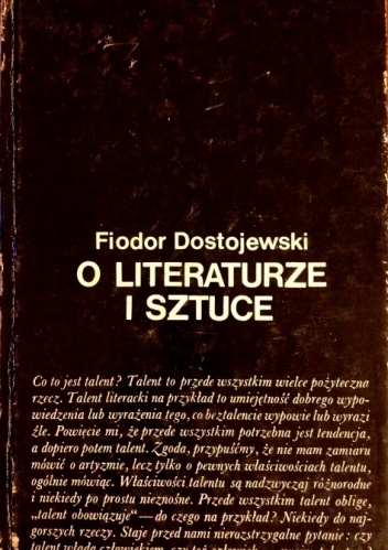 Okładka: Fiodor Dostojewski - O literaturze i sztuce