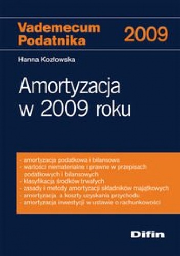 Okładka: Hanna Kozłowska - Amortyzacja w 2009 roku