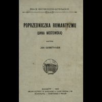 Okładka: Jan Gebethner - Poprzedniczka romantyzmu (Anna Mostowska)