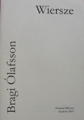 Okładka: Bragi Ólafsson - Wiersze