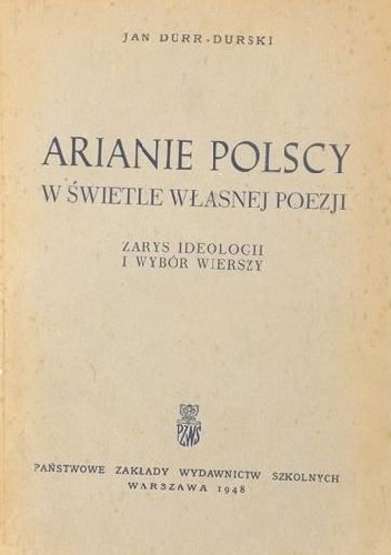 Okładka: Jan Durr-Durski - Arianie Polscy W świetle Własnej Poezji