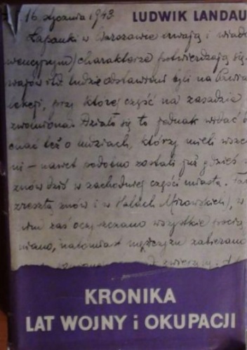 Okładka: Ludwik Maurycy Landau - Kronika lat wojny i okupacji. Tom I, Wrzesień 1939 - listopad 1940