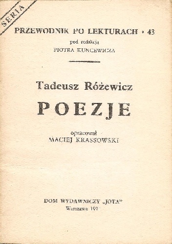 Okładka: Maciej Krassowski - Tadeusz Różewicz. Poezje