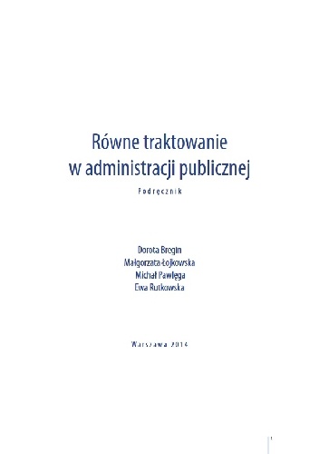 Okładka: Małgorzata Łojkowska - Równe traktowanie w administracji publicznej
