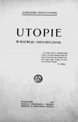 Okładka: Aleksander Świętochowski - Utopie w rozwoju historycznym