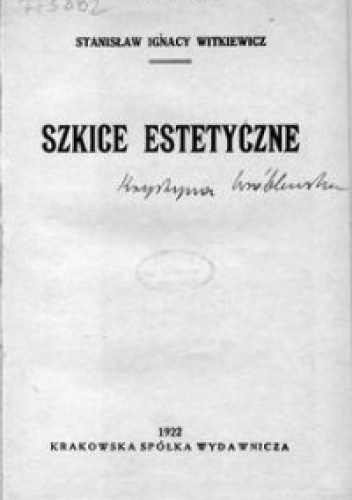 Okładka: Stanisław Ignacy Witkiewicz - Szkice estetyczne