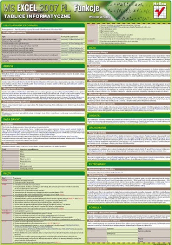 Okładka: Witold Wrotek - Tablice informatyczne. MS Excel 2007 PL. Funkcje