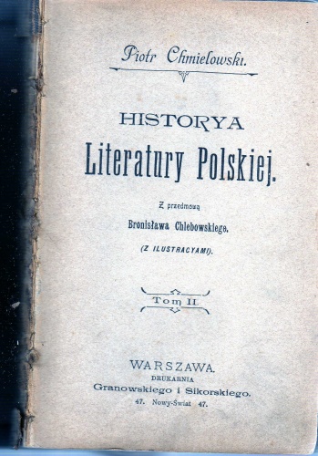 Okładka: Piotr Chmielowski - Historya Literatury Polskiej. Tom II