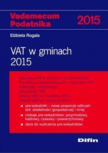 Okładka: Elżbieta Rogala - VAT w gminach 2015