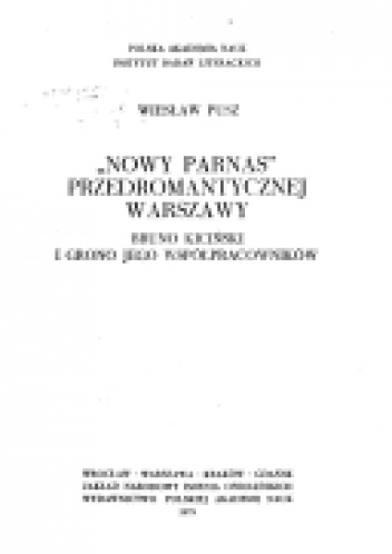 Okładka: Wiesław Pusz - "Nowy Parnas" przedromantycznej Warszawy