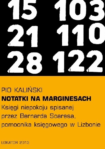 Okładka: Piotr „Pio” Kaliński - Notatki na marginesach Księgi niepokoju spisanej przez Bernarda Soaresa, pomocnika księgowego w Lizbonie