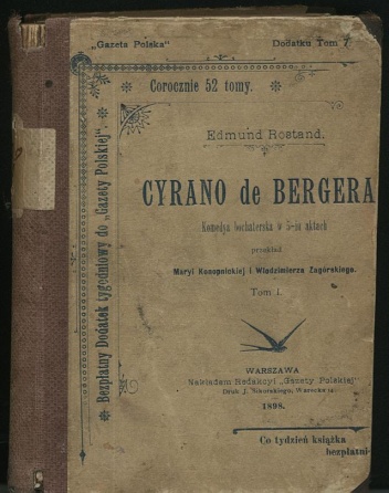 Okładka: Edmond Rostand - Cyrano de Bergerac. Komedya bohaterska w 5-ciu aktach - t. 1, 2