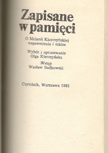 Okładka: Olga Kierczyńska - Zapisane w pamięci