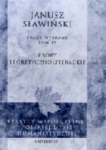 Okładka: Janusz Sławiński - Próby teoretycznoliterackie