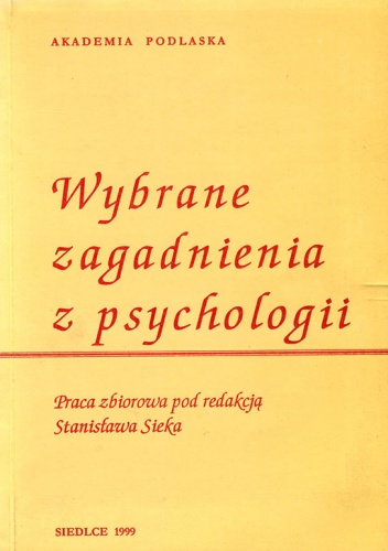 Okładka: Stanisław Siek - Wybrane zagadnienia z psychologii
