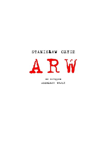 Okładka: Stanisław Czycz - ARW