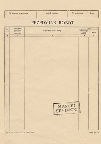 Okładka: Marcin Sendecki - Przedmiar robót