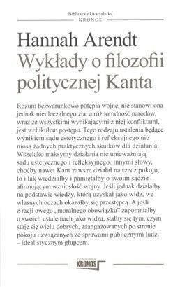 Okładka: Hannah Arendt - Wykłady o filozofii politycznej Kanta