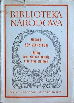 Okładka: Mikołaj Sęp Szarzyński - Rytmy abo wiersze polskie oraz cykl erotyków