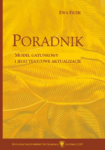 Okładka: Ewa Ficek - Poradnik. Model gatunkowy i jego tekstowe aktualizacje