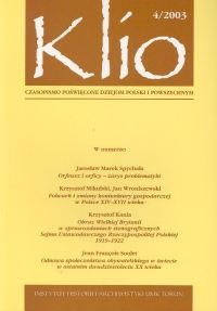 Okładka: Krzysztof Mikulski - Klio. Czasopismo poświęcone dziejom Polski i powszechnym 4/2003
