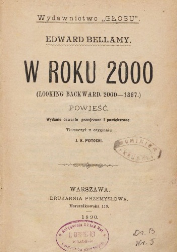 Okładka: Edward Bellamy - W roku 2000