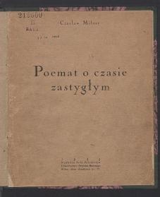 Okładka: Czesław Miłosz - Poemat o czasie zastygłym