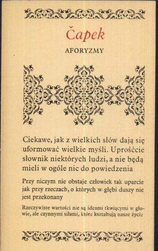 Okładka: Karel Čapek - Aforyzmy