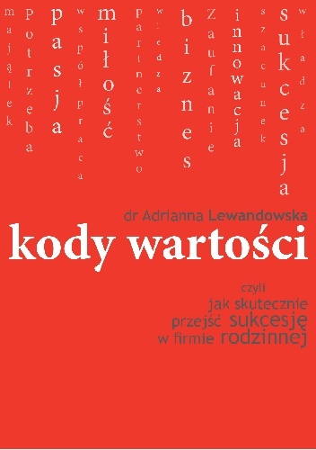 Okładka: Adrianna Lewandowska - Kody wartości. Czyli jak skutecznie przejść sukcesję w firmie rodzinnej