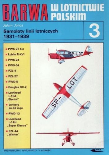 Okładka: Adam Jońca - Samoloty linii lotniczych 1931-1939