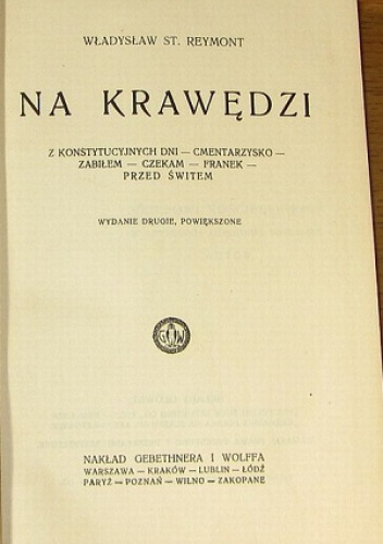 Okładka: Władysław Stanisław Reymont - Na Krawędzi