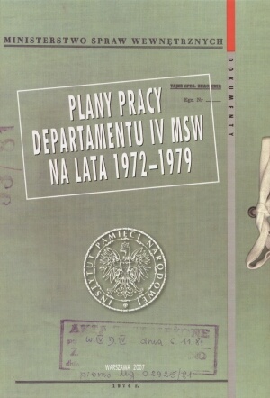 Okładka:  praca zbiorowa - Plan pracy Departamentu IV MSW na lata 1972-1979