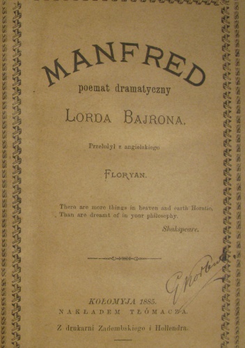 Okładka: George Gordon Byron - Manfred