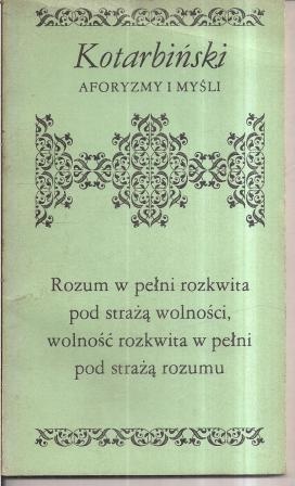 Okładka: Tadeusz Kotarbiński - Aforyzmy i myśli