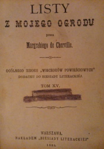 Okładka:  Margrabia de Cherville - Listy z mojego ogrodu