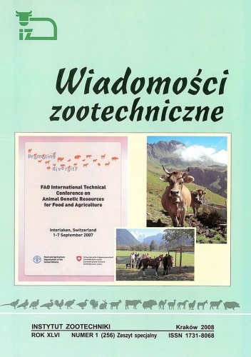 Okładka:  Redakcja Instytutu Zootechniki - Wiadomości zootechniczne 1/2008 (256) - wydanie specjalne
